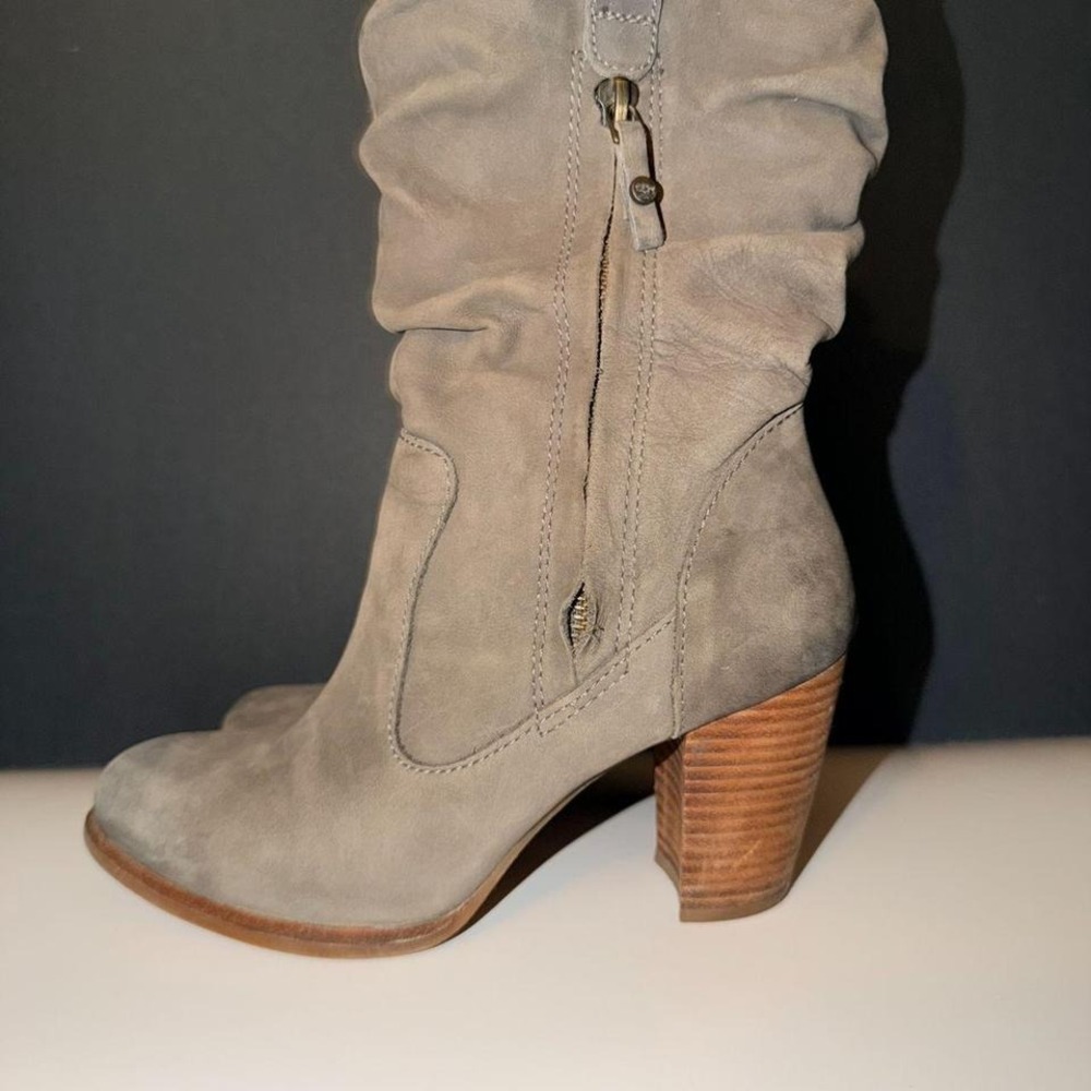 UGG Dayton Short mid-calf suede boots in Primer Gray with block heel womens 5.5